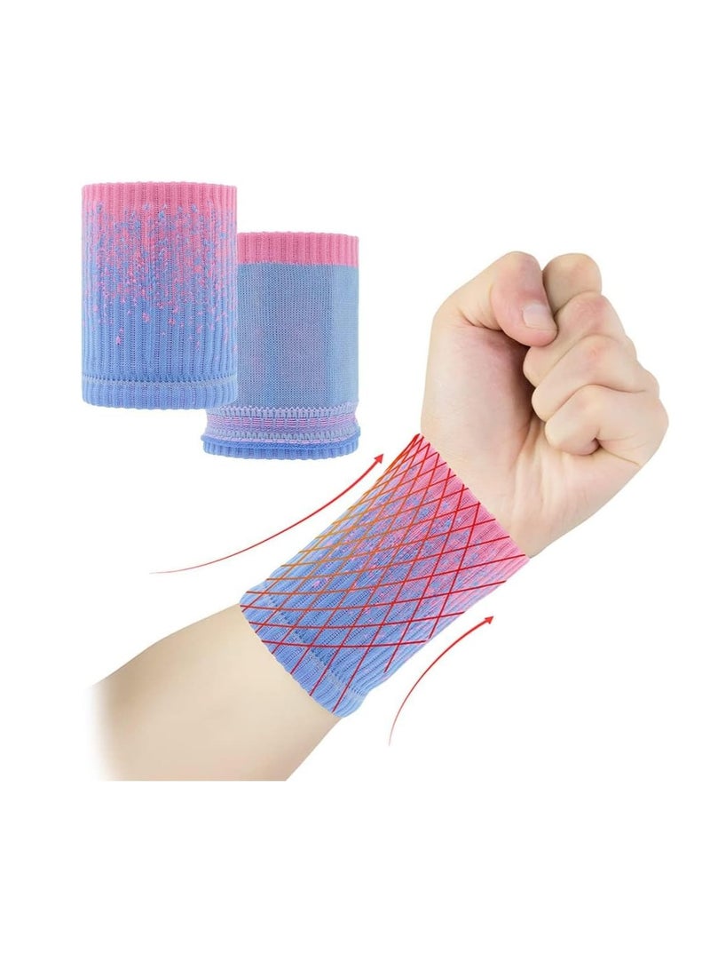 Excefore أساور رياضية 10 * 8 سم أساور معصم رياضية مرنة، أساور عرق من النايلون للصالة الرياضية وكرة السلة والتنس والجري والتمارين الرياضية تمتص الرطوبة، زوجان - Image 1