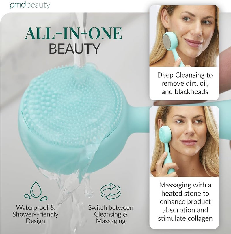 PMD Clean Pro - Smart Facial Cleansing Device with Silicone Brush & ActiveWarmth Anti-Aging Massager - Waterproof - SonicGlow Vibration Technology - Clear Pores & Blackheads - Lift, Firm, & Tone Skin - Image 3