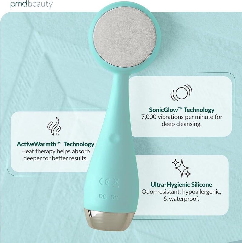 PMD Clean Pro - Smart Facial Cleansing Device with Silicone Brush & ActiveWarmth Anti-Aging Massager - Waterproof - SonicGlow Vibration Technology - Clear Pores & Blackheads - Lift, Firm, & Tone Skin - Image 2