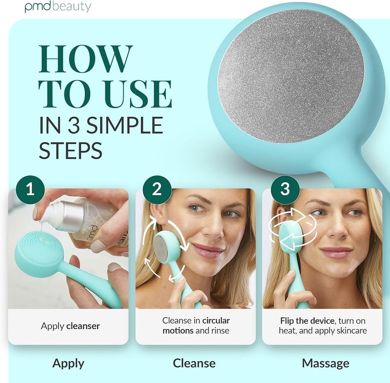 PMD Clean Pro - Smart Facial Cleansing Device with Silicone Brush & ActiveWarmth Anti-Aging Massager - Waterproof - SonicGlow Vibration Technology - Clear Pores & Blackheads - Lift, Firm, & Tone Skin - Image 5