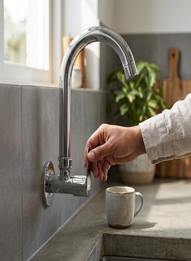 PISTIS Opal Brass Kitchen Sink Cock Tap with 360 Degree Swivel Spout, Foam Flow, Chrome Finish - Image 4
