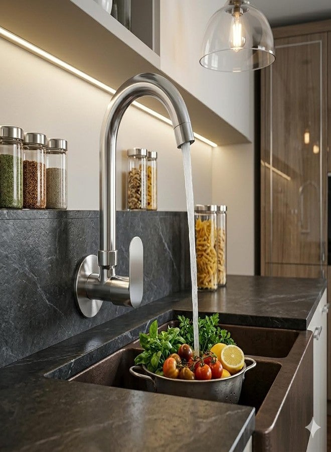 PISTIS Opal Brass Kitchen Sink Cock Tap with 360 Degree Swivel Spout, Foam Flow, Chrome Finish - Image 2