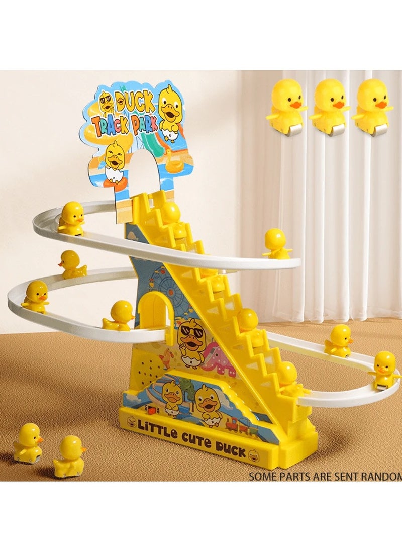Generic - Interactive Duck Climbing Stairs Toy - Automatic Stair Climbing Ducks with LED Lights & Music, USB/Battery Power - Perfect for Kids 3+ to Enhance Cognitive Skills and Motor Coordination - Image 1