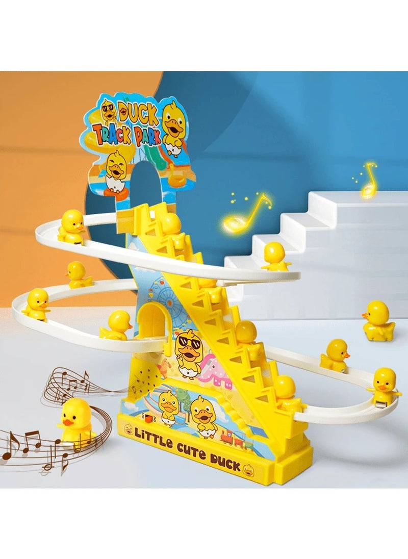 Generic - Interactive Duck Climbing Stairs Toy - Automatic Stair Climbing Ducks with LED Lights & Music, USB/Battery Power - Perfect for Kids 3+ to Enhance Cognitive Skills and Motor Coordination - Image 1