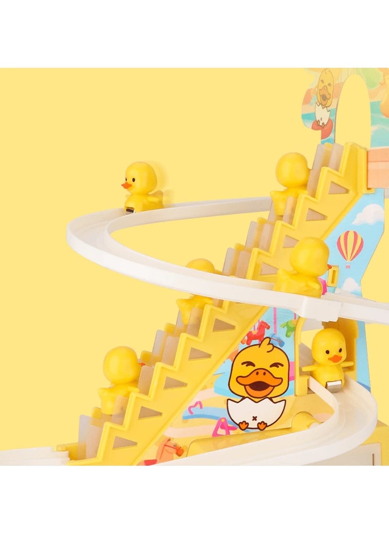 Generic - Interactive Duck Climbing Stairs Toy - Automatic Stair Climbing Ducks with LED Lights & Music, USB/Battery Power - Perfect for Kids 3+ to Enhance Cognitive Skills and Motor Coordination - Image 1