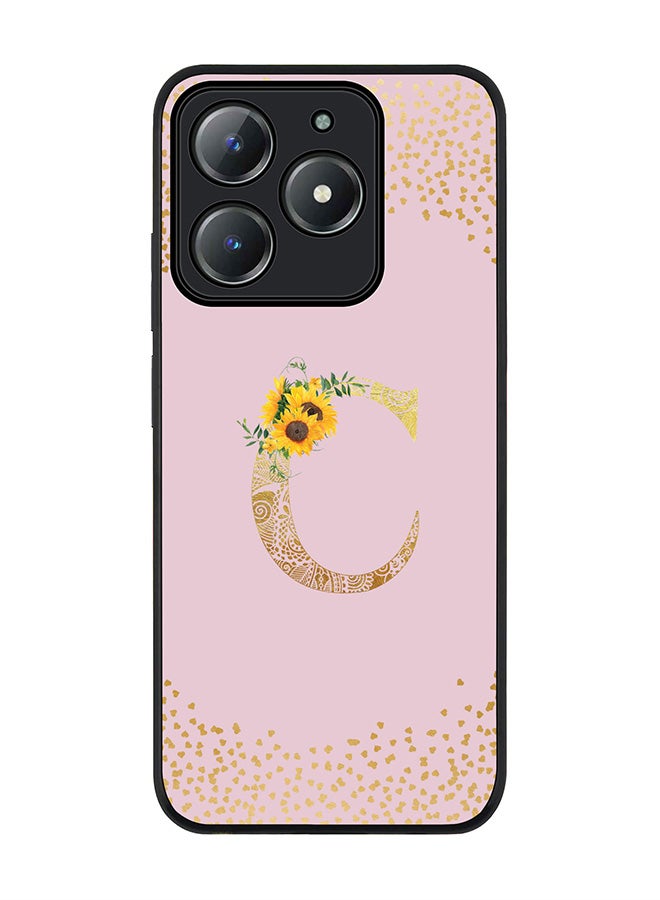 Stylizedd For Realme C63 / Realme C61 4G Case,Slim fit Camera Protection, Shockproof Thin Phone cover  - Custom Floral Monogram - C  (Pink ) - Image 1