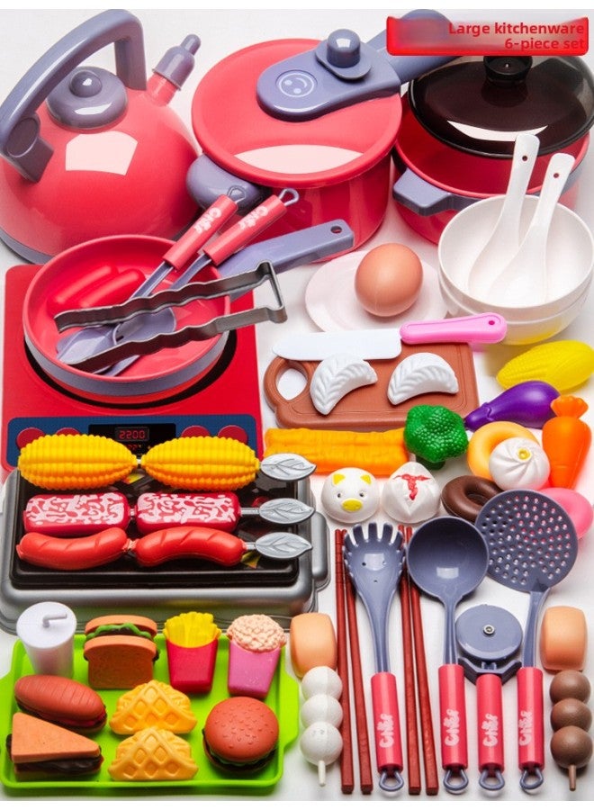 مجموعة ألعاب مطبخ للأطفال، وعاء طهي للبنات، وعاء طهي للأطفال بعمر 3 سنوات وسنتين، أدوات مطبخ مقلدة