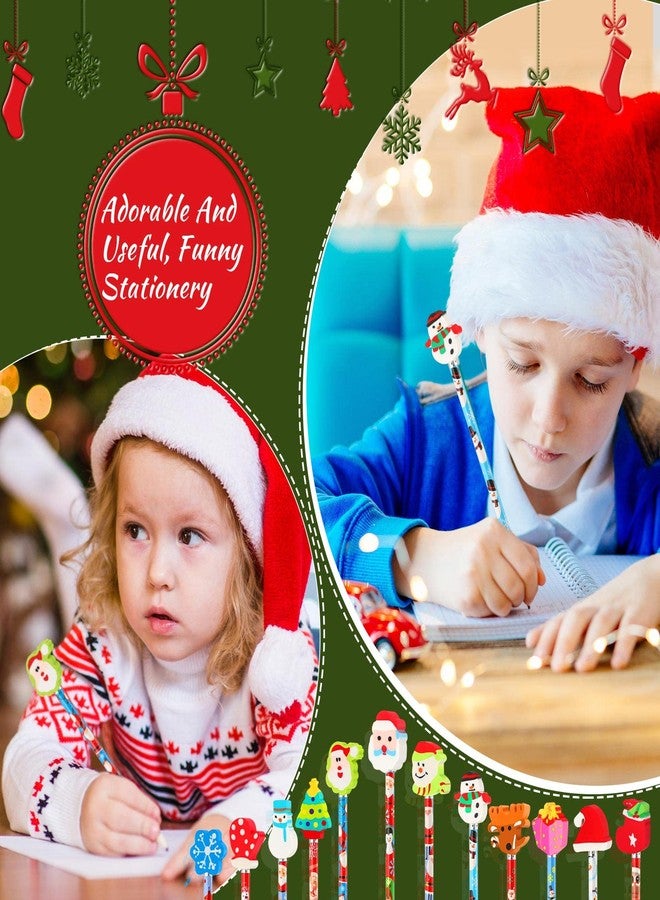 هيكارير أقلام رصاص هيكارير لعيد الميلاد مع ممحاة، أقلام خشبية للأطفال والطلاب، أقلام رصاص متعددة الألوان على شكل رجل ثلج وسانتا كلوز، مثالية لحفلات عيد الميلاد، لوازم مكتبية ومدرسية وفصول دراسية (60 قطعة). - Image 5