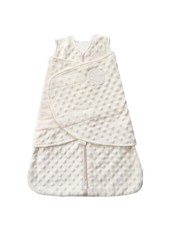 Halo - Sleepsack Swaddle 3Way Adjustable Wearable Blanket Tog 3.0 Velboa Plush Dots Cream Newborn 03 Months - Image 1