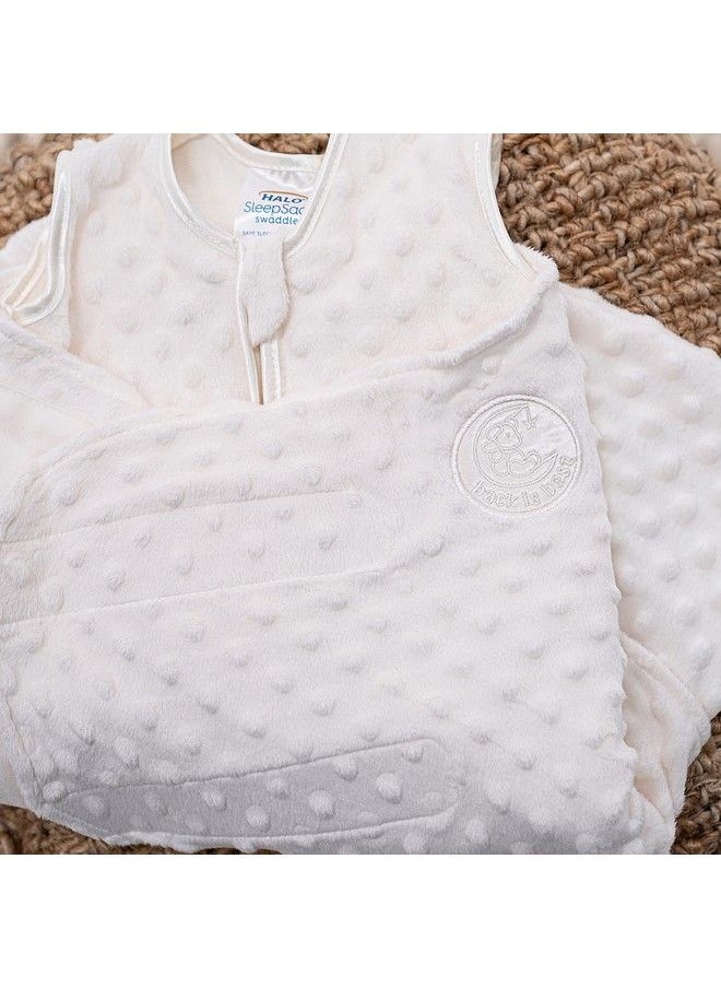 Halo - Sleepsack Swaddle 3Way Adjustable Wearable Blanket Tog 3.0 Velboa Plush Dots Cream Newborn 03 Months - Image 1