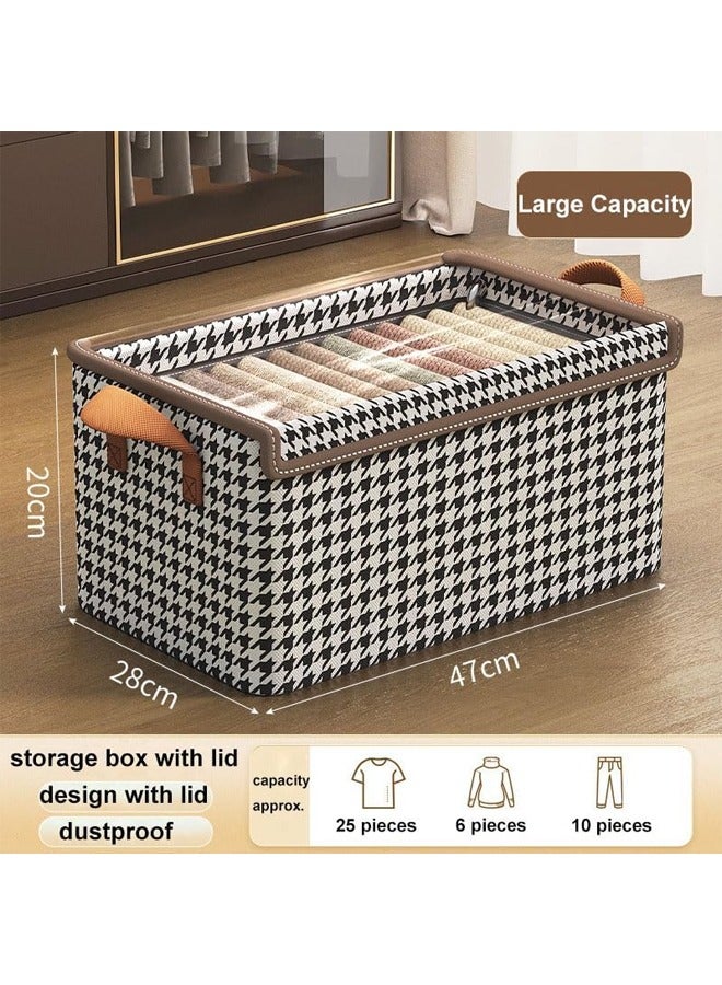 Clothing Storage Box with Lid Large Storage Bins With Clear Window Fabric Storage Boxes Foldable Clothing Storage Box Closet Storage Baskets with Handle Closet Organizers and Storage for Home Office Bedroom for quilts blankets bedding etc  - Image 2