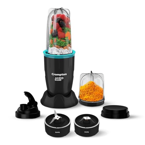 Crompton Ameo Blend | Nutri blender | Smoothie Maker | Mixer Grinder | 400 watts powerful motor | 2 Food grade jars | Sipper Cap | Storage lid | 2 years warranty | Black & Sea Green Color - Image 1