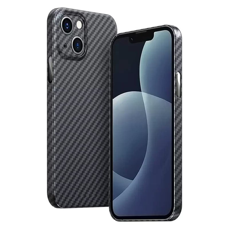 RIZZ iPhone 13 Case with Real Carbon Fiber Aviation Grade Materials Slim Aramid Fiber Cover Ultrathin Phone Cases Super Tough for Men Drop Protection Black - Image 2