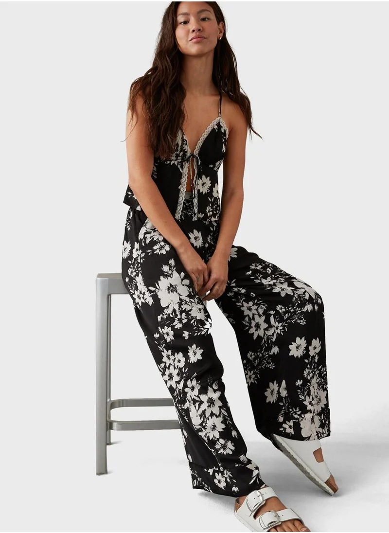 American Eagle Floral Print Wide Leg Pants