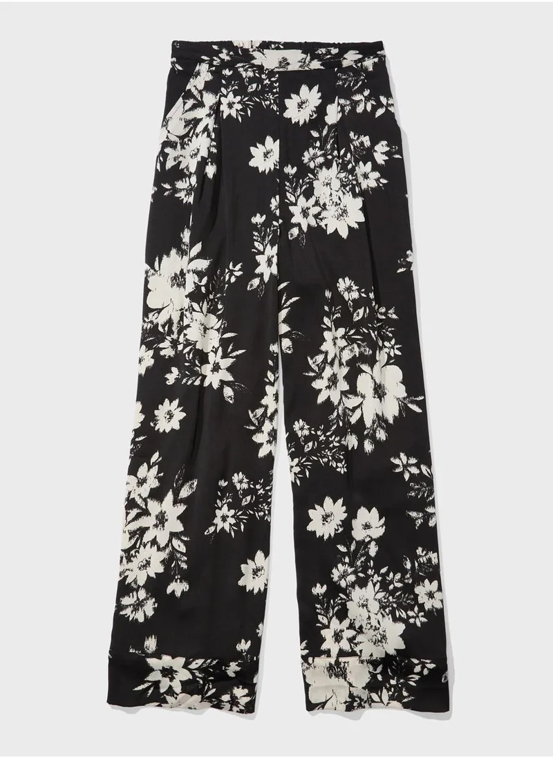American Eagle Floral Print Wide Leg Pants
