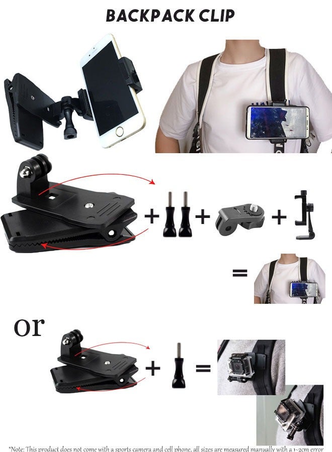 11 Pieces Set Sports Camera Phone Holder, Outdoor Sports First Person Shooting Camera Phone Holder, Headwear, Shoulder Strap, Chest Strap, School Bag Clip Set - Image 5