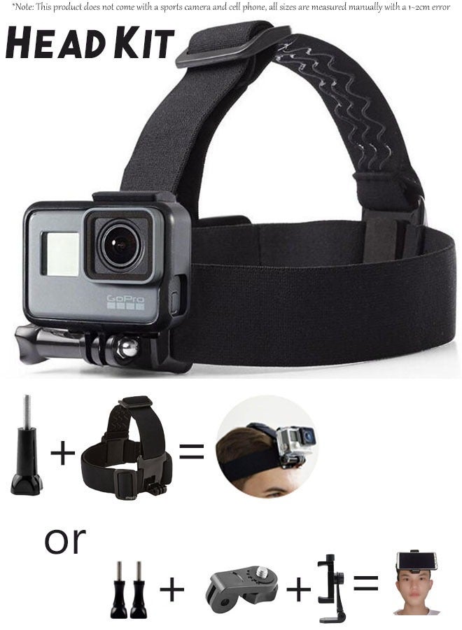 11 Pieces Set Sports Camera Phone Holder, Outdoor Sports First Person Shooting Camera Phone Holder, Headwear, Shoulder Strap, Chest Strap, School Bag Clip Set - Image 2