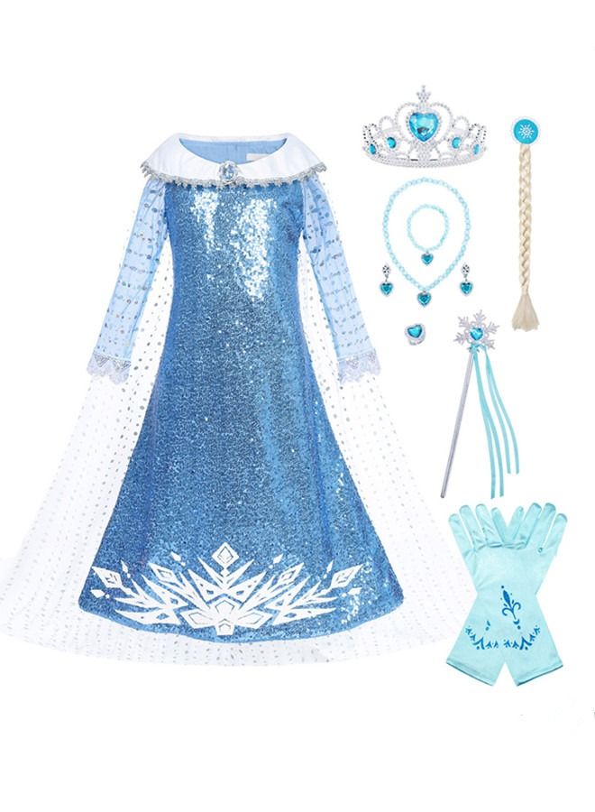 ISank Costume  Princess Dress for Toddlers Dress Up Birthday Cosplay Cape with Accessories  - Image 1