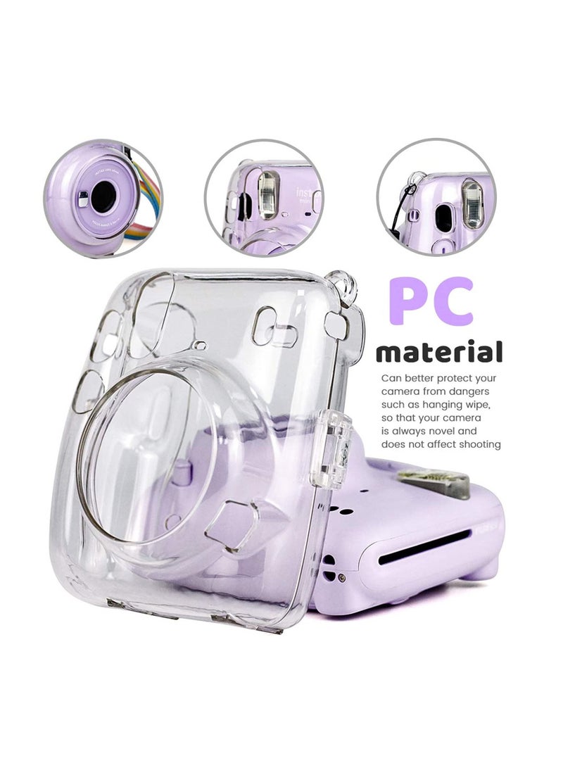 Protective Crystal Case Compatible with Fujifilm Instax Mini 11 Instant Film Camera, Hard Clear PVC Cover with Cute Adjustable Should Strap.  - Image 2