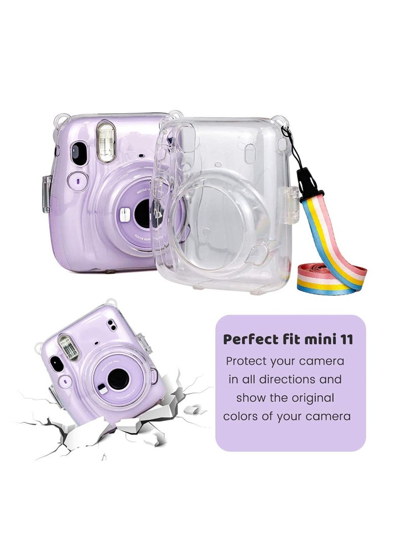 Protective Crystal Case Compatible with Fujifilm Instax Mini 11 Instant Film Camera, Hard Clear PVC Cover with Cute Adjustable Should Strap.  - Image 4