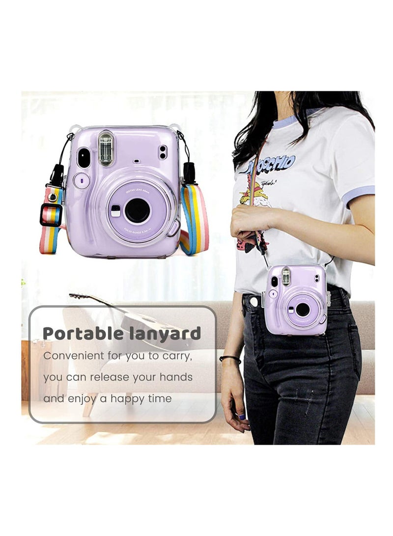 Protective Crystal Case Compatible with Fujifilm Instax Mini 11 Instant Film Camera, Hard Clear PVC Cover with Cute Adjustable Should Strap.  - Image 3