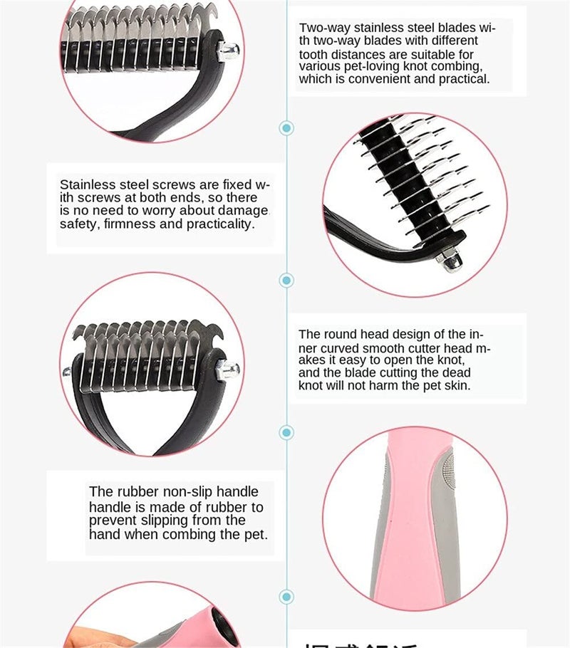 MATSON Pets Fur Knot Cutter Professional Grooming Hair Removing Brush for Dogs and Cats, De-matting Comb with 2 Sided Professional Grooming Rake - Image 2