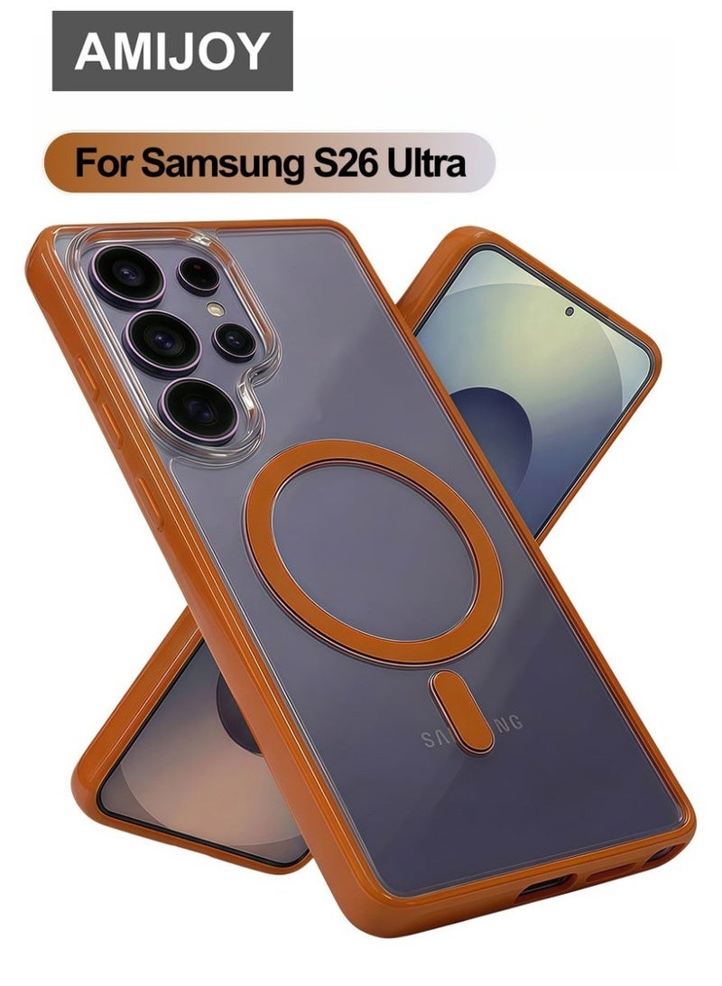 AMIJOY Samsung Galaxy S26 Ultra Case Magnetic Cover, MagSafe Compatible, No Yellowing, Shockproof Protection, S-Pen Supported, Slim Clear Protective Case 6.9 inch - Orange - Image 1