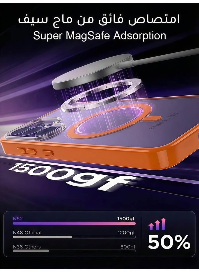 AMIJOY Samsung Galaxy S26 Ultra Case Magnetic Cover, MagSafe Compatible, No Yellowing, Shockproof Protection, S-Pen Supported, Slim Clear Protective Case 6.9 inch - Orange - Image 2