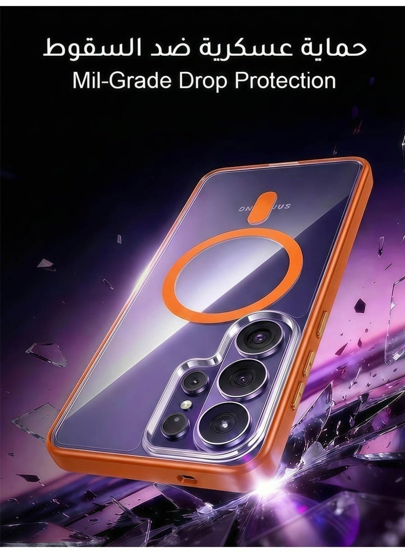 AMIJOY Samsung Galaxy S26 Ultra Case Magnetic Cover, MagSafe Compatible, No Yellowing, Shockproof Protection, S-Pen Supported, Slim Clear Protective Case 6.9 inch - Orange - Image 4