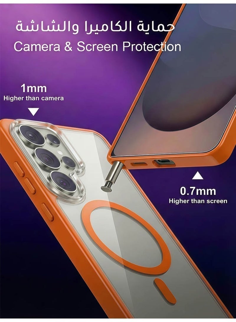 AMIJOY Samsung Galaxy S26 Ultra Case Magnetic Cover, MagSafe Compatible, No Yellowing, Shockproof Protection, S-Pen Supported, Slim Clear Protective Case 6.9 inch - Orange - Image 5