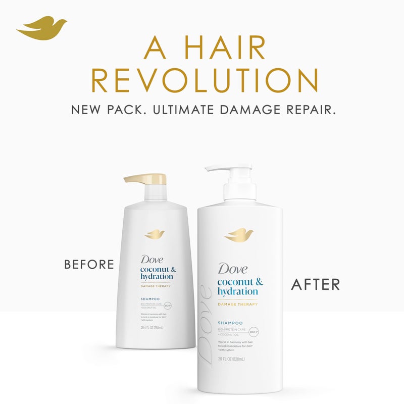 Dove شامبو دوف جوز الهند والترطيب للشعر الجاف بتقنية العناية بالبروتين الحيوي وزيت جوز الهند 28 أونصة سائلة - Image 5