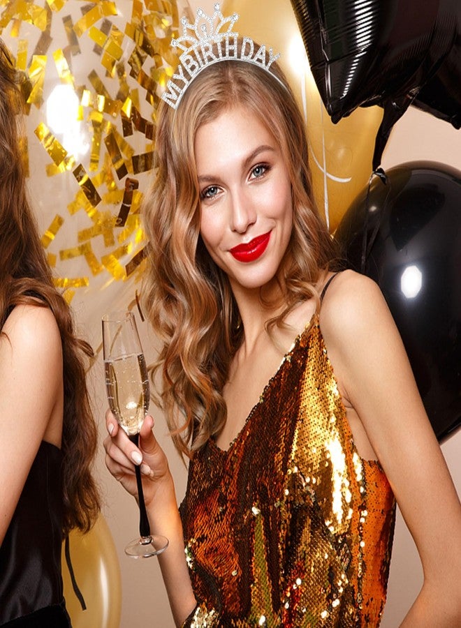 ACO-UINT Silver Birthday Crown for Women, Cute My Birthday Headband Birthday Tiara for Women, Happy Birthday Headband Birthday Princess Decorations Gifts for Women Girls - Image 5