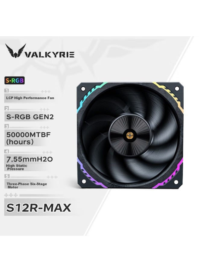 Valkyrie S12r Max Vk Fdb Bearing, Secondary Dynamic Balance, 3300rpm, Three-level Adjustment, 12cm Lcp Performance Anti-thrust Fan, 4pin Pwm, Argb Lighting Effects - Image 1
