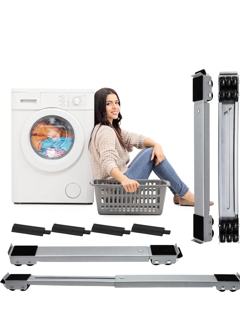 ELTRAZONE 4PCS Extendable Furniture Appliance Rollers, Mover Tools with 24 Rollers & Brakes – Heavy Duty for Washing Machines, Dryers, Refrigerators, Strong Base Stand, Mobile Wheels, Grey  - Image 1