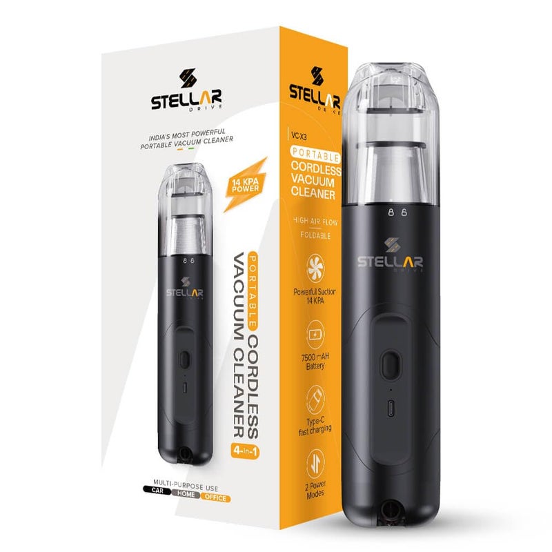 STELLAR DRIVE 4-in-1 Portable Vacuum Cleaner | 14KPA Suction | 7500mAh | Cordless Handheld Vacuum with Blower, HEPA Filter, Brush & Nozzles | Type-C Charging | Car & Home Use - Image 1