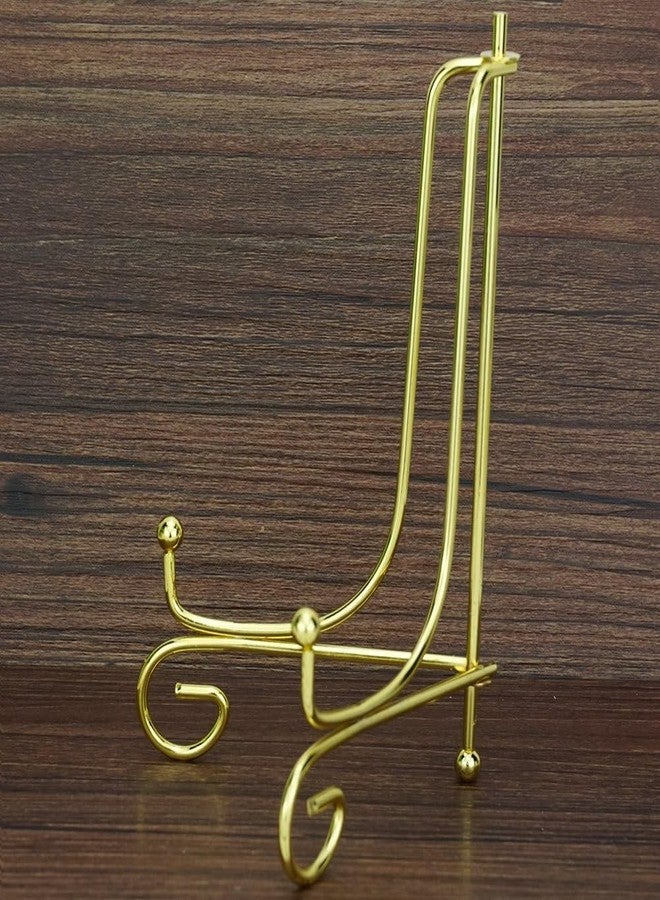 Prescent حامل لوحة معدني ذهبي قابل للطي مقاس 6 بوصات من بريزنت، مناسب لإطارات الصور والأطباق الزخرفية والصور والكتب والمقتنيات (ذهبي، عبوة من قطعتين) - Image 5