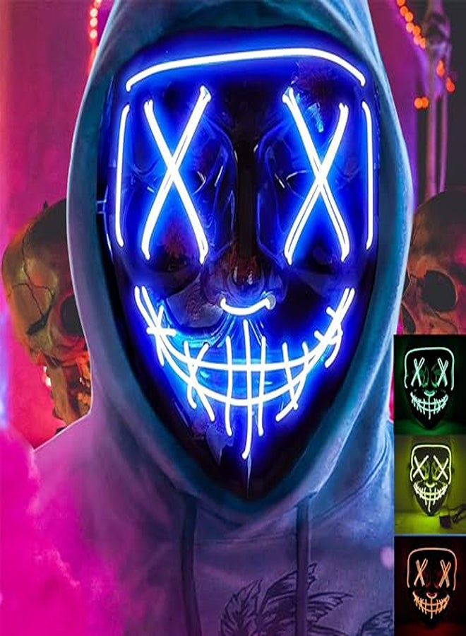 قناع Ghostface Scream LED - قناع الهالوين ثلاثي الأوضاع بإضاءة نيون للبالغين والأطفال - Image 1