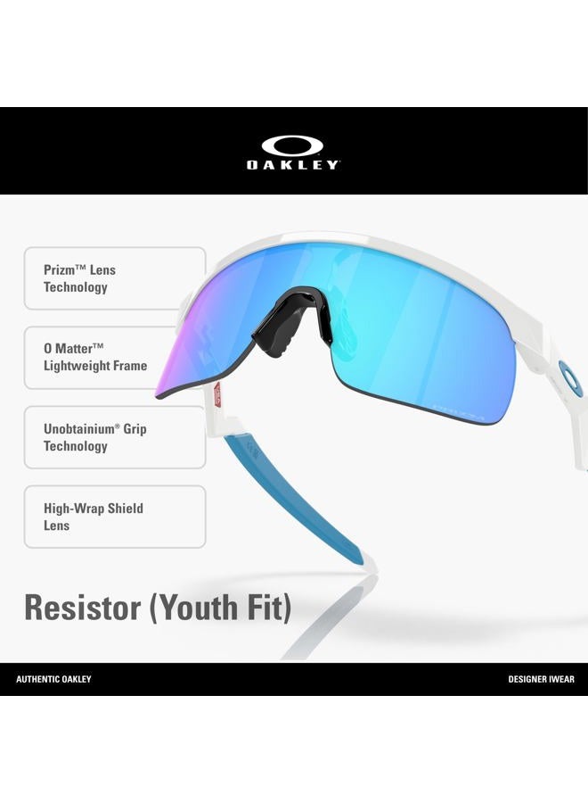 OAKLEY Youth Fit Resistor Rectangle Sunglasses for Men, 23 mm Lens Width, Polished White - Image 3