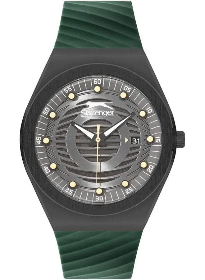سلازنجر SLAZENGER Men's Watch, Analog Display and Silicone Strap - SL.9.2221.1.06, Green