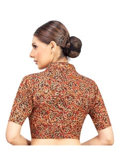 Studio Shringaar Studio Shringaar Women's Kalamkari Printed with Elbow Length Sleeves Cotton Readymade Saree Blouse (Rust, 36)  - Image 2