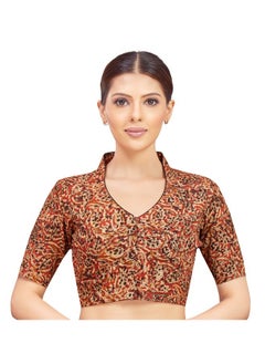 Studio Shringaar Studio Shringaar Women's Kalamkari Printed with Elbow Length Sleeves Cotton Readymade Saree Blouse (Rust, 36)  - Image 1