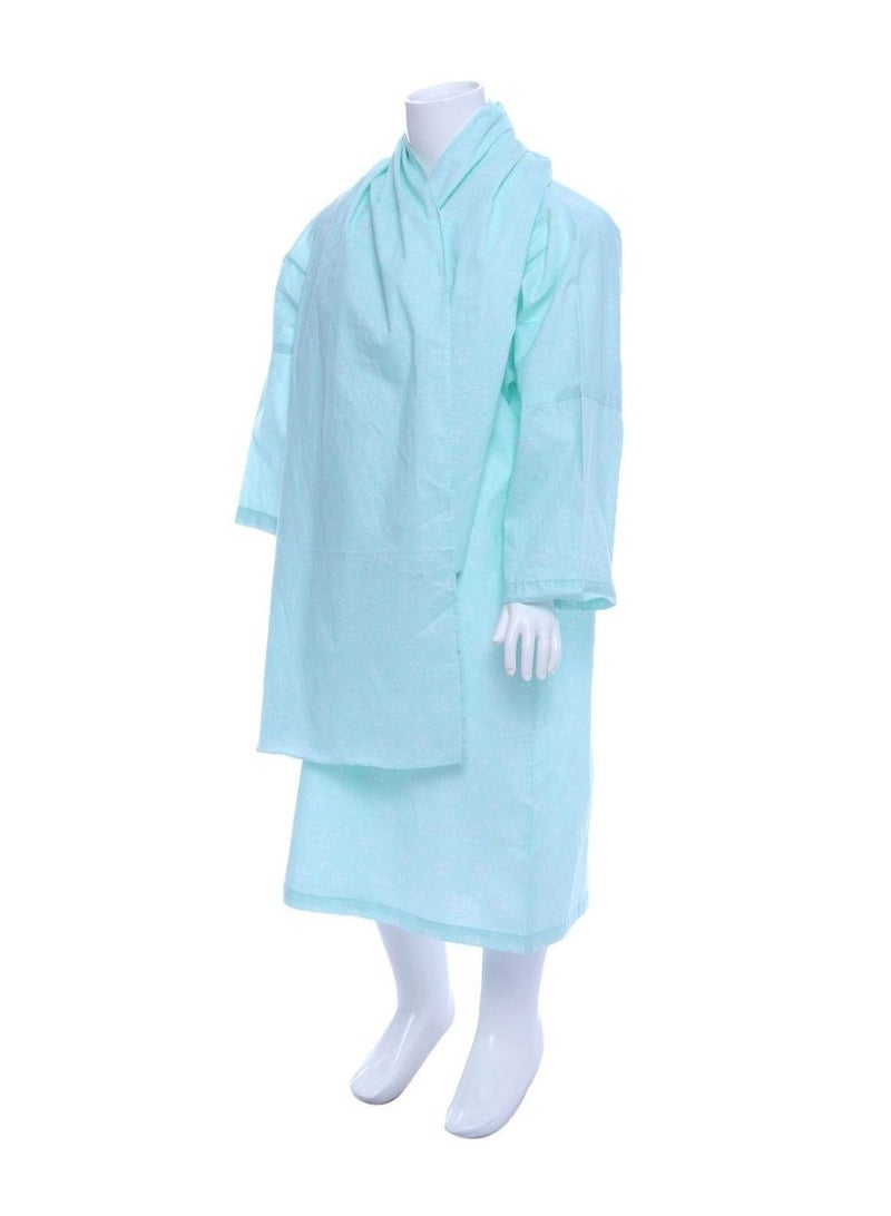 Manasek Kids Blue Scarf & Prayer Dress Set with a Bag - 10-12 Years - Image 3