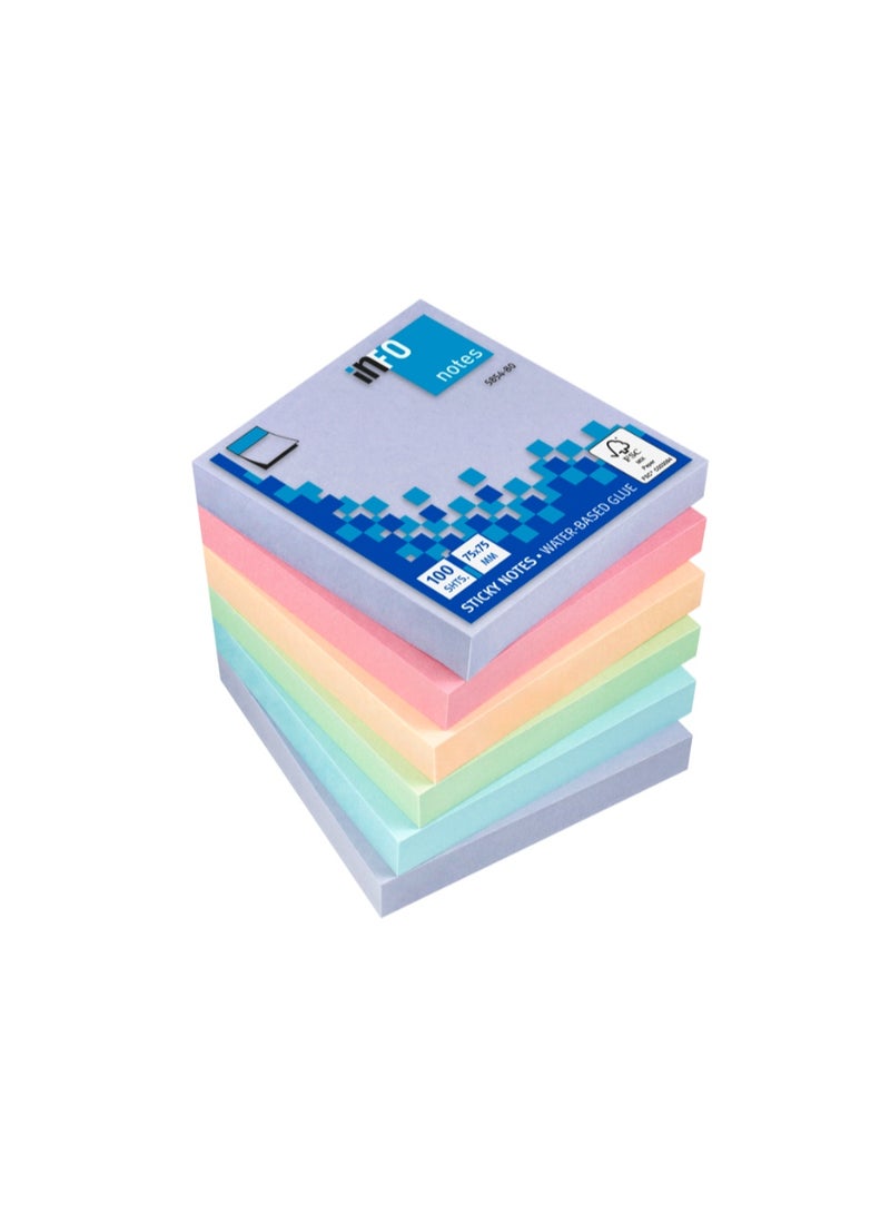 infonotes InfoNote - Colored Sticky Notes 75 75mm - Harmony Colors 600 sheets - Image 1