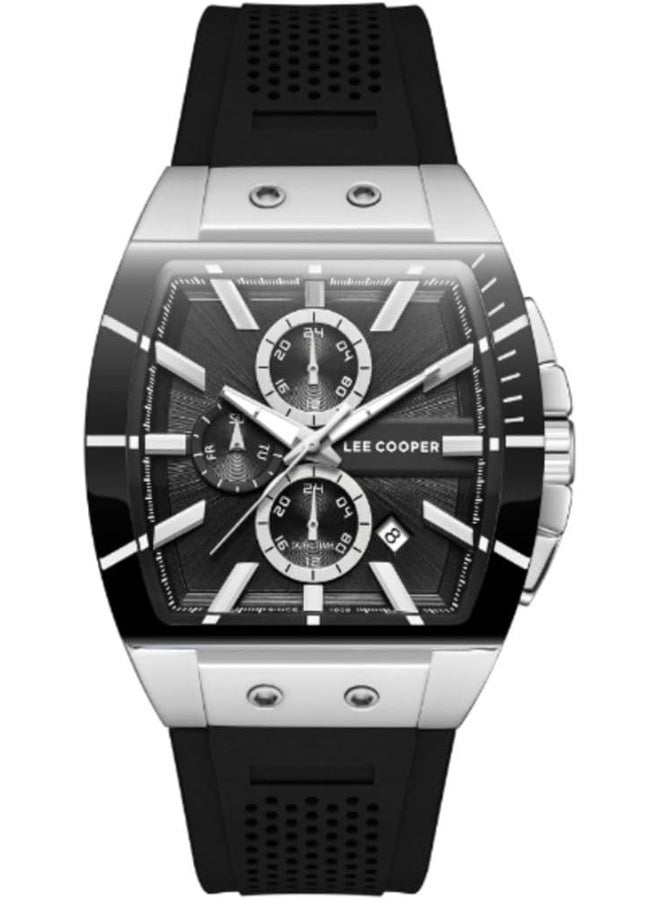 لي كوبر ساعة لي كوبر للرجال بشاشة متعددة الوظائف وسوار سيليكون أسود - Image 1
