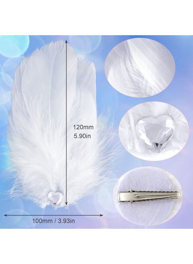 ANCIRS 4 Pack Feather Hair Clips For Women Flywing Shape Hair Barrettes Accessory Hairpins 1920S Flapper Headpiece Hair Piece For Swan Lake Cosplay Show Dancing Party Halloween Costume White - Image 2