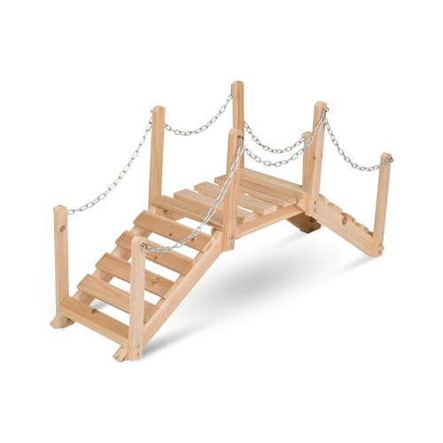 Shine Company 4963N Decorative Cedar Wood Garden Bridge with Side Rails, Natural - Image 1