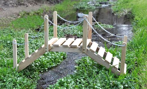 Shine Company 4963N Decorative Cedar Wood Garden Bridge with Side Rails, Natural - Image 4