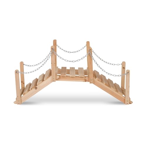 Shine Company 4963N Decorative Cedar Wood Garden Bridge with Side Rails, Natural - Image 3