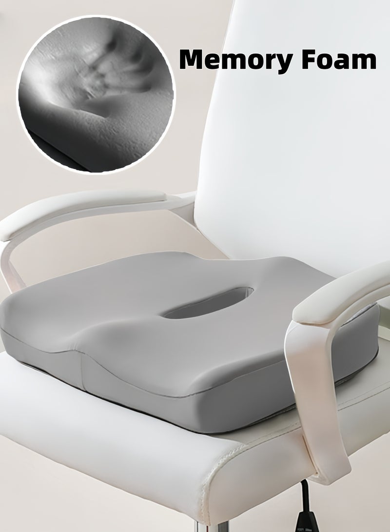 Seat Cushion, Non-Slip Chair Cushion with Memory Foam, Tailbone Cushions for Pressure Relief, Computer & Car Seat Cushion (Grey)  - Image 1