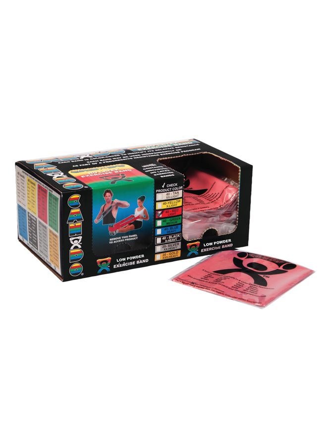 CanDo Singles Low Powder Exercise Band, 4-foot singles, Red: Light (40 count) - Image 1